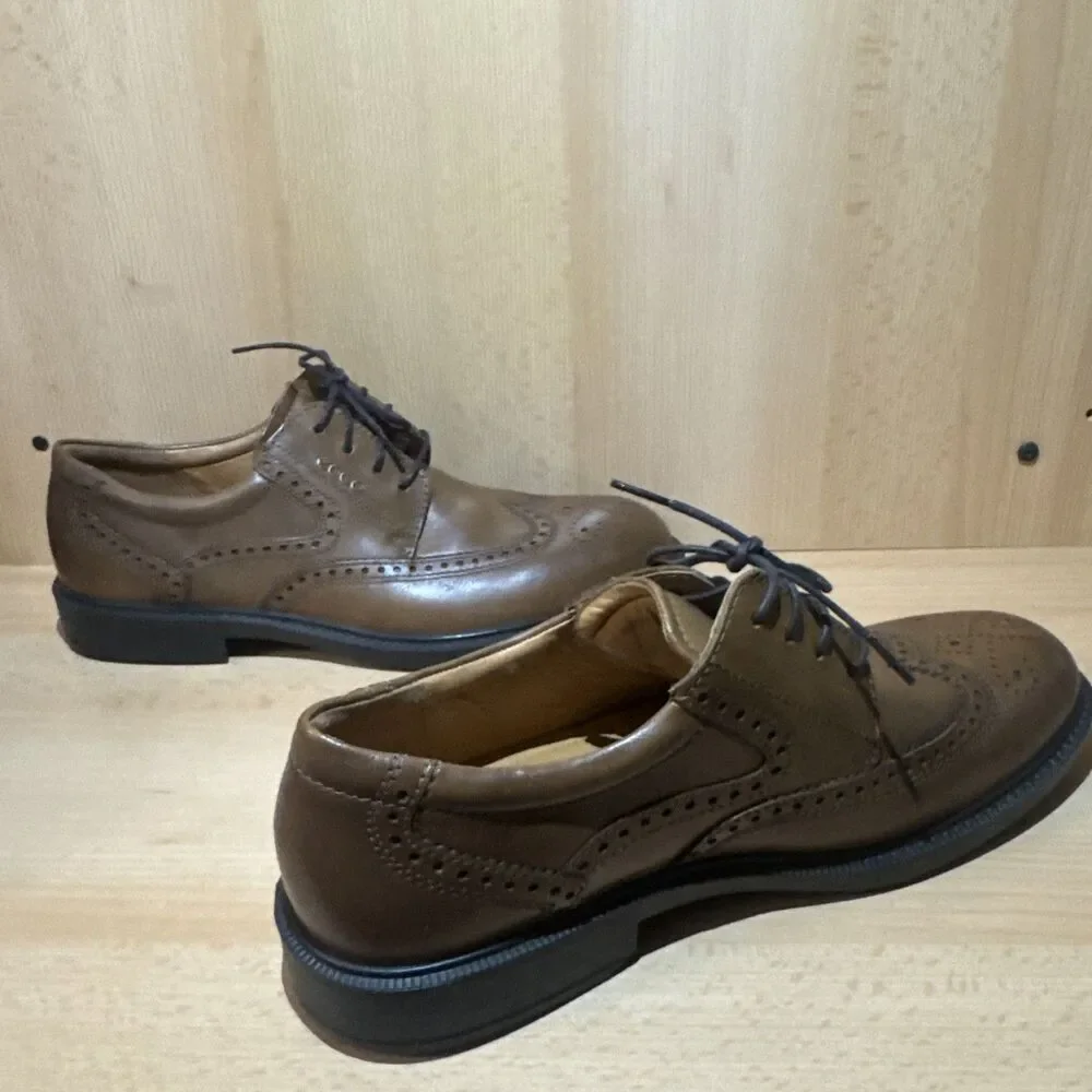 ECCO ST.1 Hybrid Lite Men's Cognac Brown Leather Brogue Oxford Shoes EU 46 US 12